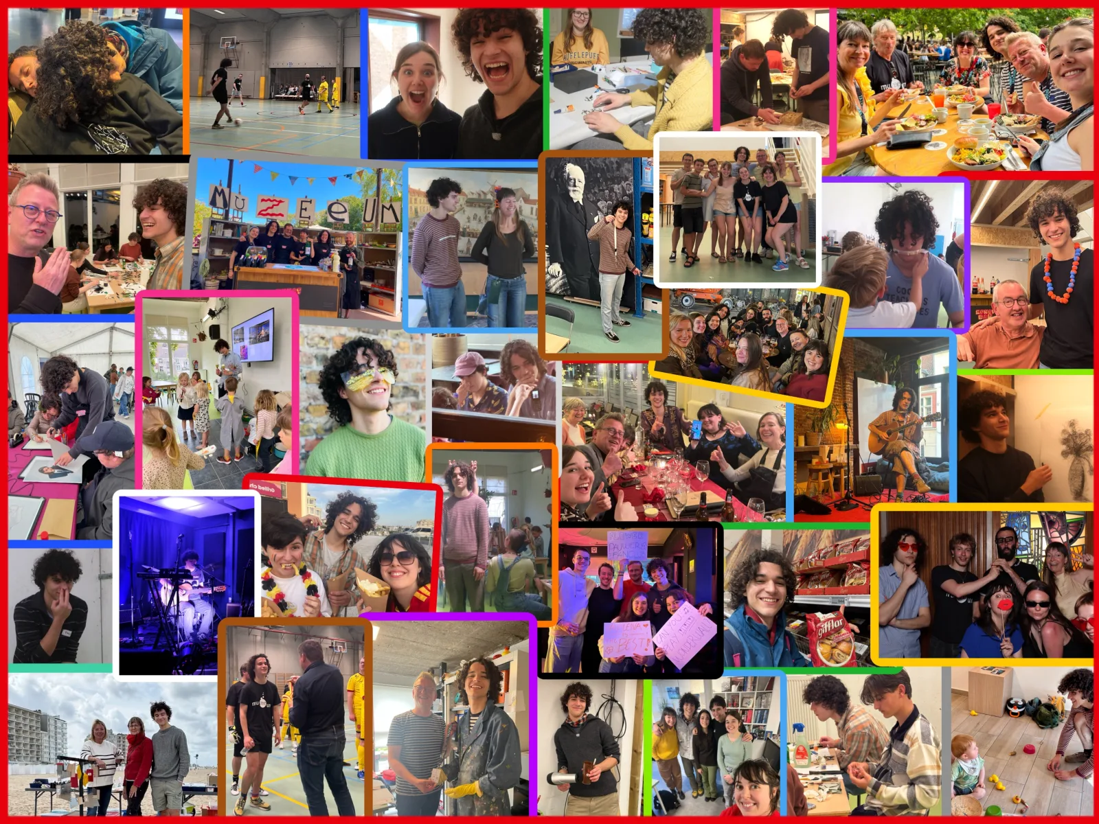 fotocollage van beelden gemaakt tijdens het vrijwilligersjaar van Pau