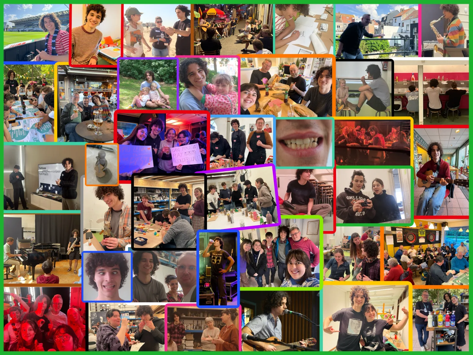 fotocollage van beelden gemaakt tijdens het vrijwilligersjaar van Pau